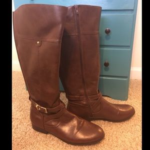 UNISA Brown Riding Boots with Gold Buckle